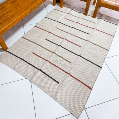 Tapete Linha Bico Colonial – Sala Listrado Algodão | Artesanal 1.5x2m