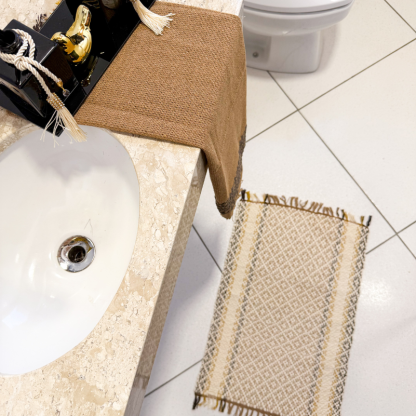 Kit Lavabo Banheiro 2 peças | Toalha Tapete Artesanal | Tear Mineiro - Image 2