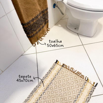 Kit Lavabo Banheiro 2 peças | Toalha Tapete Artesanal | Tear Mineiro - Image 6